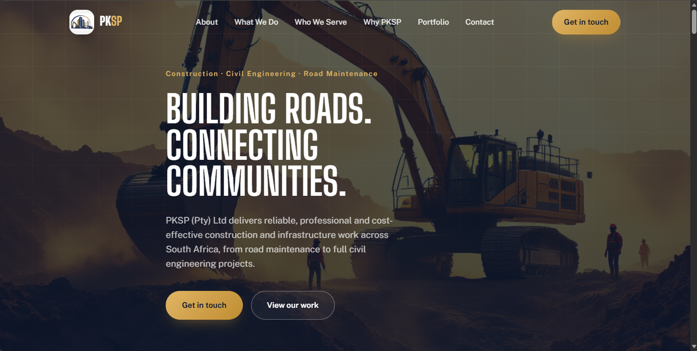 Screenshot, PKSP site hero section